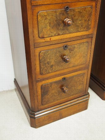 Antique Pair of Burr Walnut Military Chest of Drawers or Bedsides