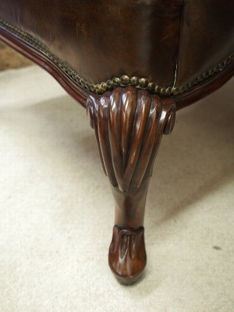 Antique Georgian Style Wingback Chairs in Brown Leather