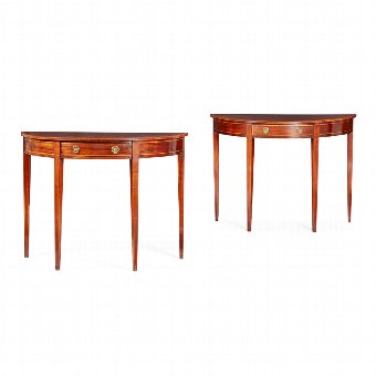 Pair of George III Style Demi Lune Side Tables
