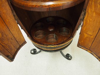 Antique Unusual Oak Whisky Barrel Drinks Cabinet
