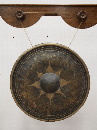 Antique Late Victorian Oak Gong