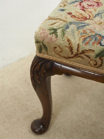 Antique Georgian Style Hand Embroidered Tapestry Stool