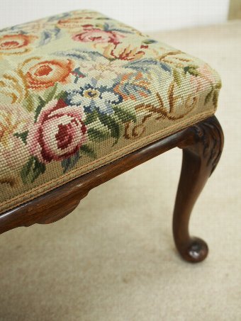 Antique Georgian Style Hand Embroidered Tapestry Stool