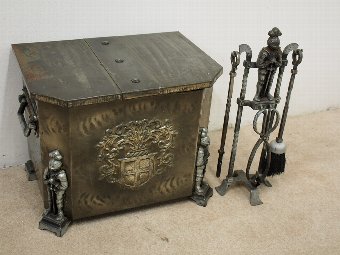 Antique Companion Set and Coal Box