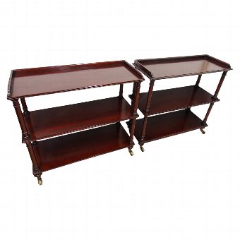 Pair of Victorian Style Mahogany Whatnots