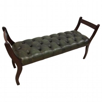 William IV Mahogany Bench in Green Leather