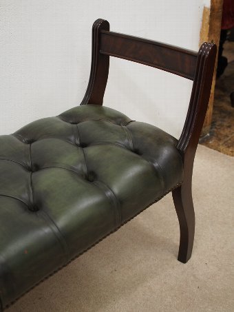 Antique William IV Mahogany Bench in Green Leather