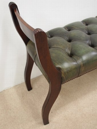 Antique William IV Mahogany Bench in Green Leather
