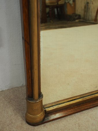 Antique  Late Victorian Ebonised and Gilded Over Mantle Mirror