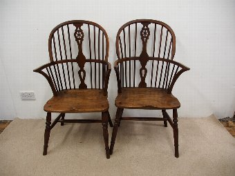 Pair of Ash and Yew Windsor Chairs