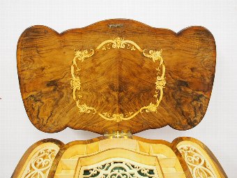 Antique Victorian Burr Walnut Work Table