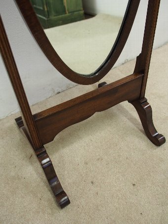 Antique French Mahogany Oval Cheval Mirror