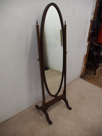 Antique French Mahogany Oval Cheval Mirror