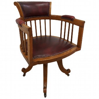 Late Victorian Oak Framed Swivel Chair