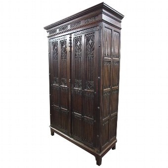 Gothic Style French Oak Wardrobe or Armoire