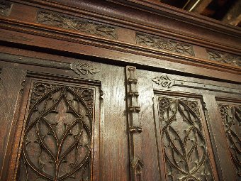 Antique Gothic Style French Oak Wardrobe or Armoire