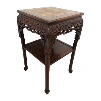 Chinese Hardwood Stand with Marble Top