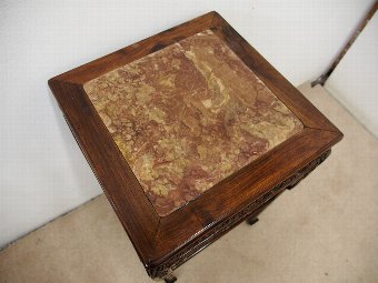 Antique Chinese Hardwood Stand with Marble Top
