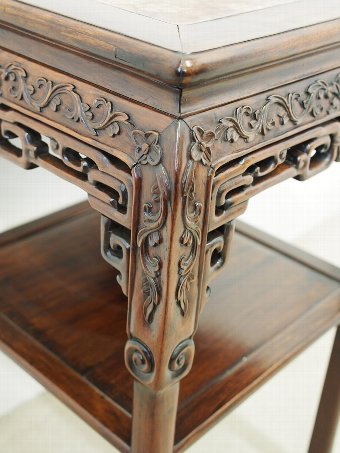 Antique Chinese Hardwood Stand with Marble Top