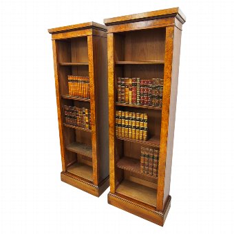 Pair of Walnut Tall Open Bookcases