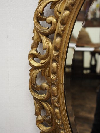 Antique Pair of Victorian Oval Giltwood Mirrors
