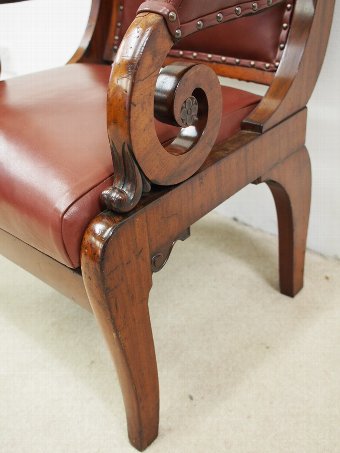 Antique William IV Mahogany and Inlaid Library Chair