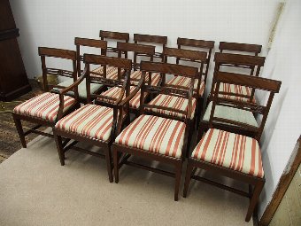 Antique Set of 12 George III Mahogany Dining Chairs