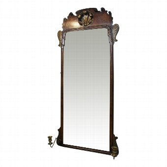 George I Walnut Mirror with Brass Sconces