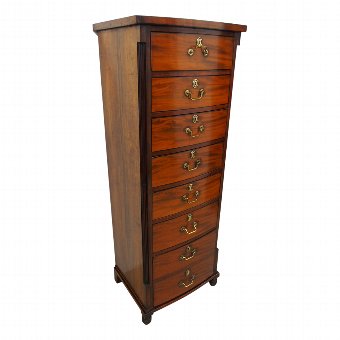 Unusual Tall Bow Fronted Mahogany Chest