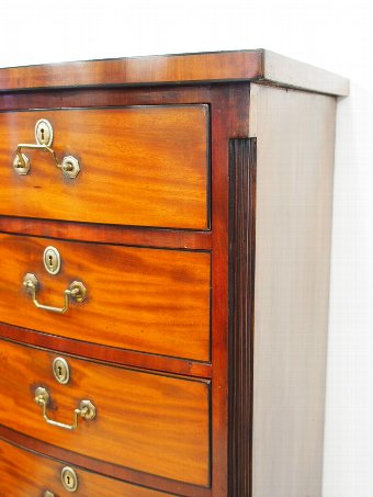 Antique Unusual Tall Bow Fronted Mahogany Chest