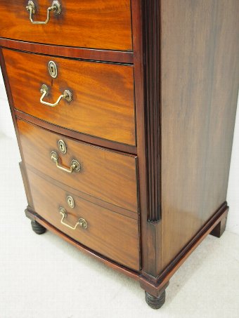 Antique Unusual Tall Bow Fronted Mahogany Chest