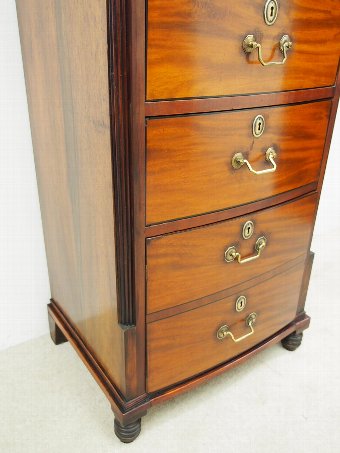Antique Unusual Tall Bow Fronted Mahogany Chest