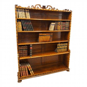 Victorian Oak Waterfall Bookcase in the manner of Richard Bridgens