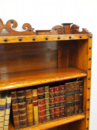 Antique Victorian Oak Waterfall Bookcase in the manner of Richard Bridgens