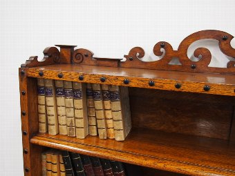 Antique Victorian Oak Waterfall Bookcase in the manner of Richard Bridgens