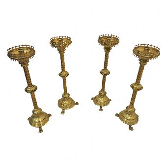  Set of 4 Large Gothic Style Candlesticks