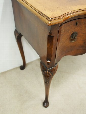 Antique Bow Fronted Walnut Desk or Side Table