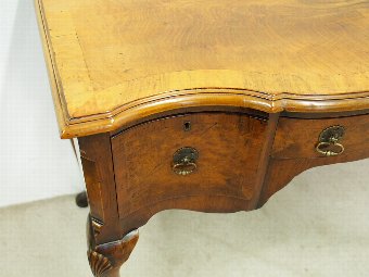 Antique Bow Fronted Walnut Desk or Side Table