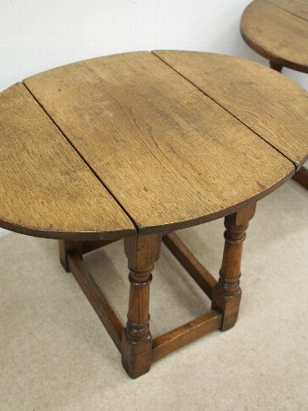 Antique Unusual Pair of Small Oak Drop Leaf Tables