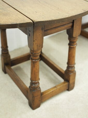 Antique Unusual Pair of Small Oak Drop Leaf Tables