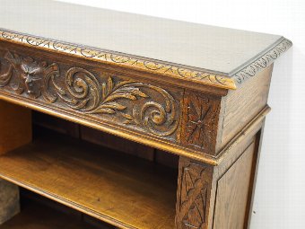 Antique Carved Oak Open Bookcase