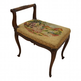 French Carved Walnut Stool or Window Seat