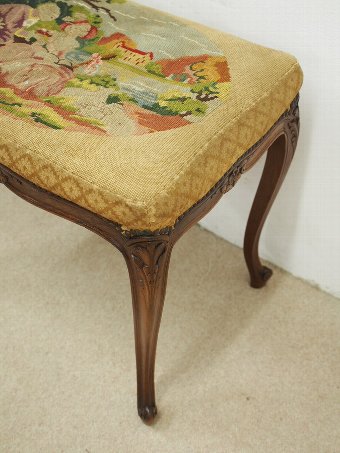 Antique French Carved Walnut Stool or Window Seat