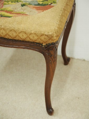 Antique French Carved Walnut Stool or Window Seat