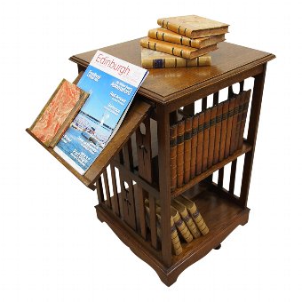 Late Victorian Art Nouveau Style Revolving Bookcase
