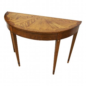 George III Style Mahogany, Satinwood and Inlay Demi-Lune Side Table