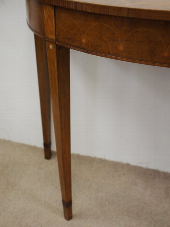 Antique George III Style Mahogany, Satinwood and Inlay Demi-Lune Side Table