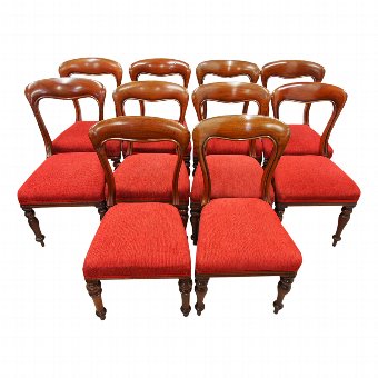 Set of 10 Victorian Mahogany Dining Chairs
