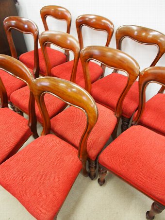 Antique Set of 10 Victorian Mahogany Dining Chairs