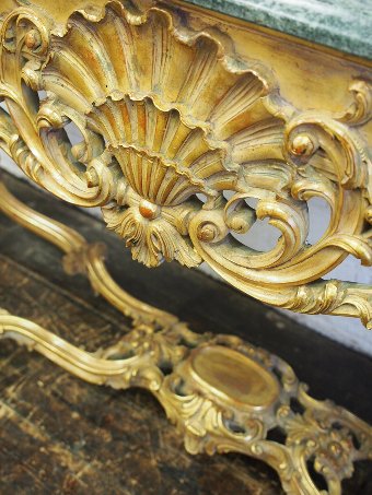 Antique George II Style Giltwood and Marble Console Table